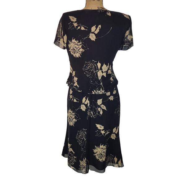 Vintage 80s Cynthia Howie Maggy Boutique 2PC Black Silk Rose Print Set Size 6P - Picture 9 of 14